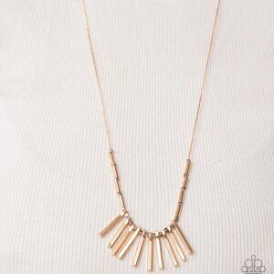 Paparazzi Jewelry Accessories - Rustic Hot Rod - Gold Necklace - Vintage